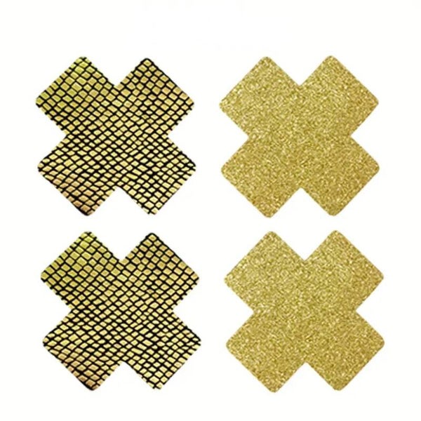 Tepelstickers 4 paar - Glitter Kruisjes Goud