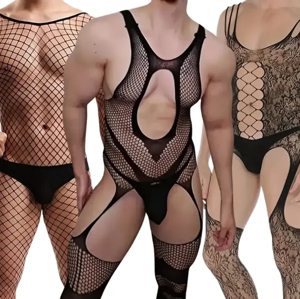 3-Pack Heren Bodystockings - Open Kruis