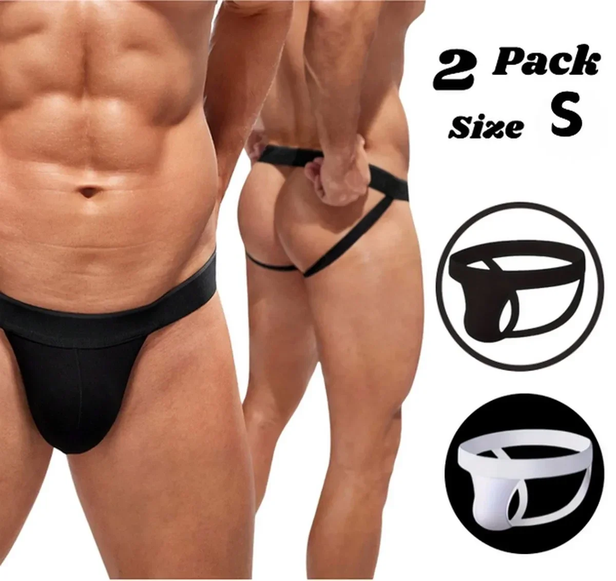 2-Pack Heren Jockstraps Zwart & Wit