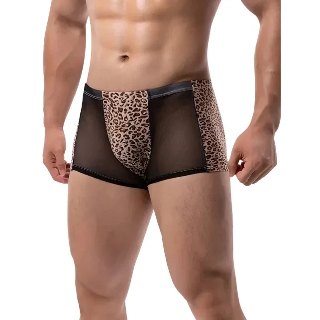 Heren Luipaard Boxershort met Zwarte Mesh