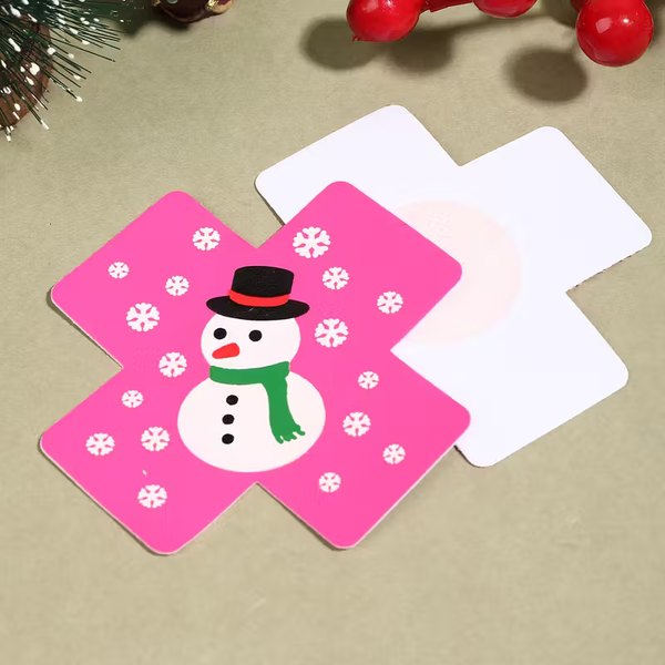 Kerst Tepelstickers Roze Kruis - Sneeuwpop