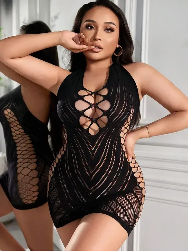 Sexy Zwart Mini Jurkje met Cut-Outs