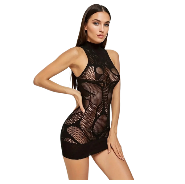 Sexy Nachtjurk Zwart - Semi-Transparant En Mouwloos