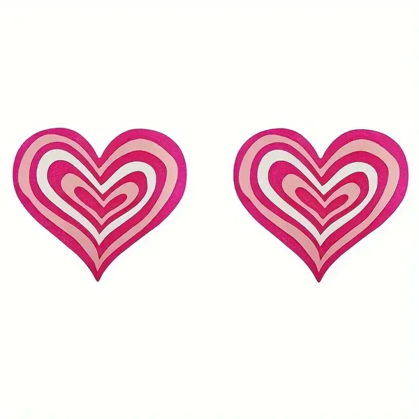 Roze Gestreepte Hartjes Tepelstickers | Sexy Swirl