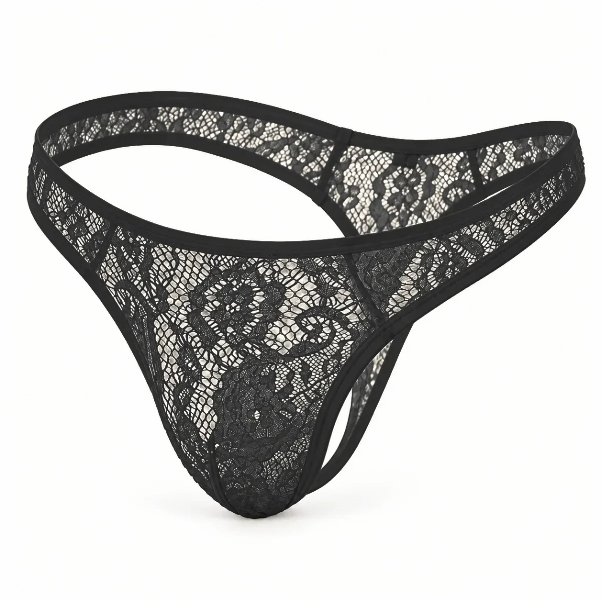 Gedurfde Heren String van Kant met Bloemenpatroon