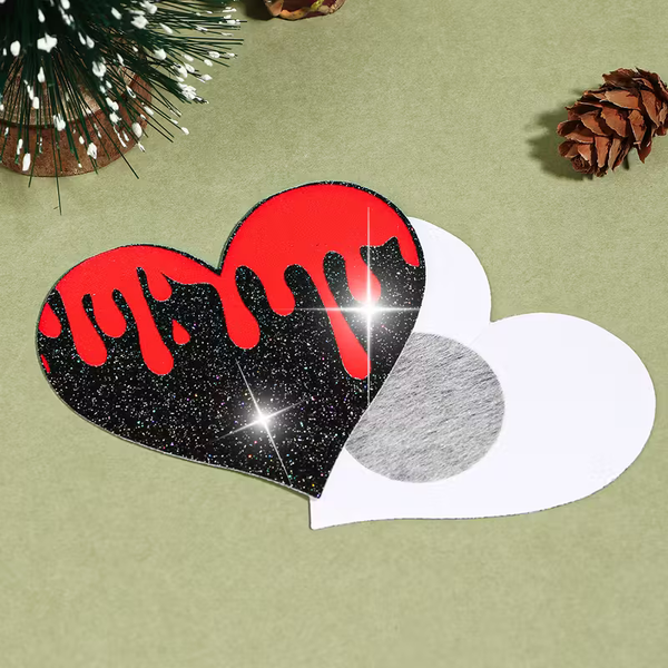 Halloween Tepelstickers - Zwart hart met bloed