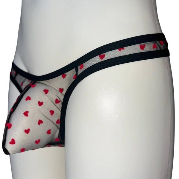 Zwarte Hartjes Heren String