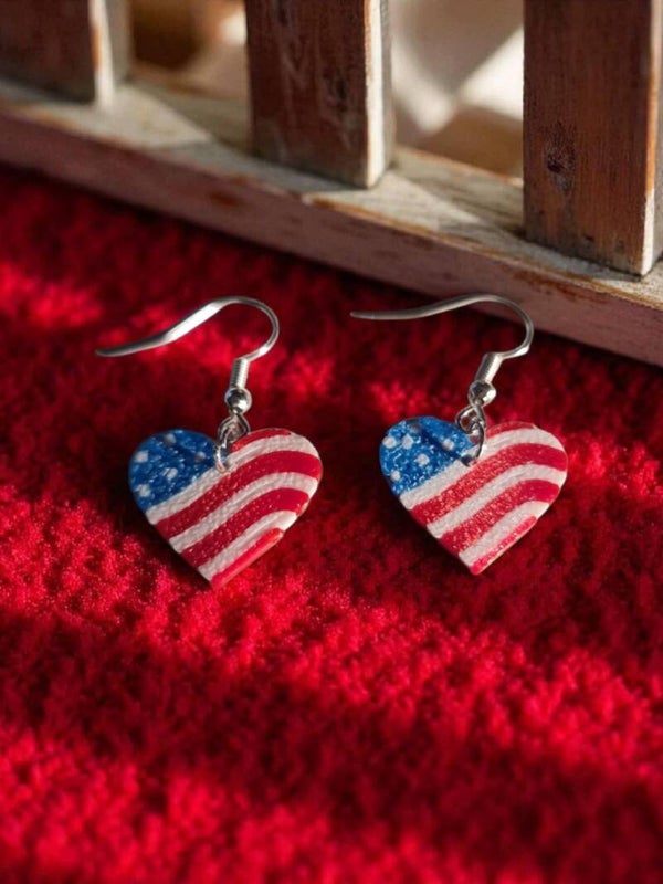 3D Printed American Heart Earrings