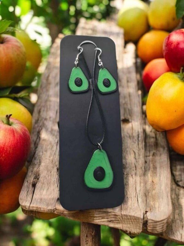 3D Printed Avacado Earring and Necklace Set