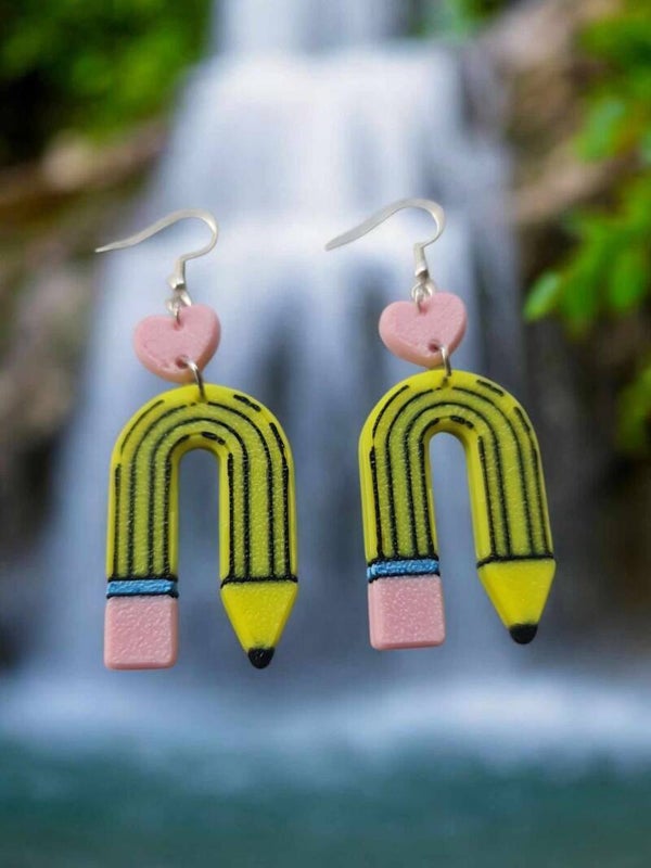 3D Printed Bent Pencil Earrings