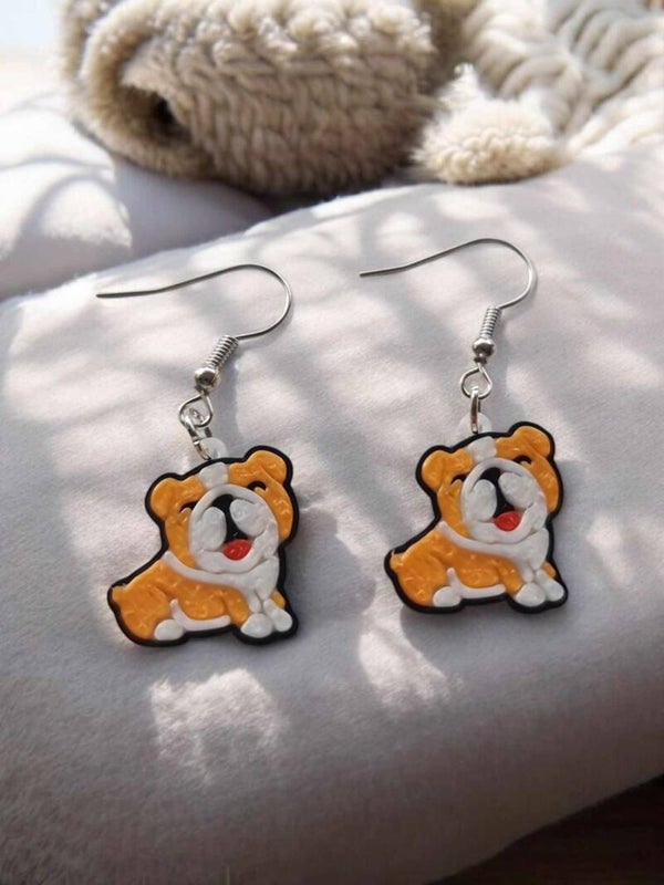 3D Printed Kids Bull Dog Earrings