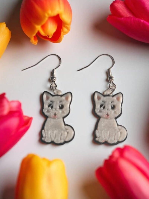 3D Printed Kids Cat Earrings