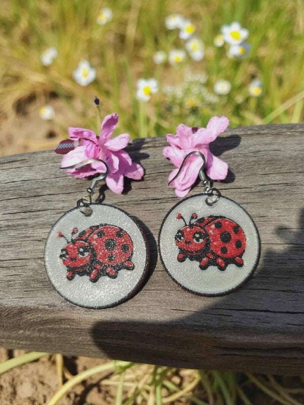 3D Printed Ladybug Earrings