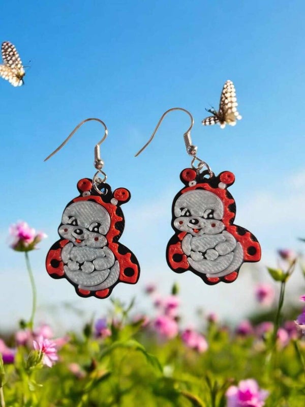 3D Printed Kids Lady Bug Earrings