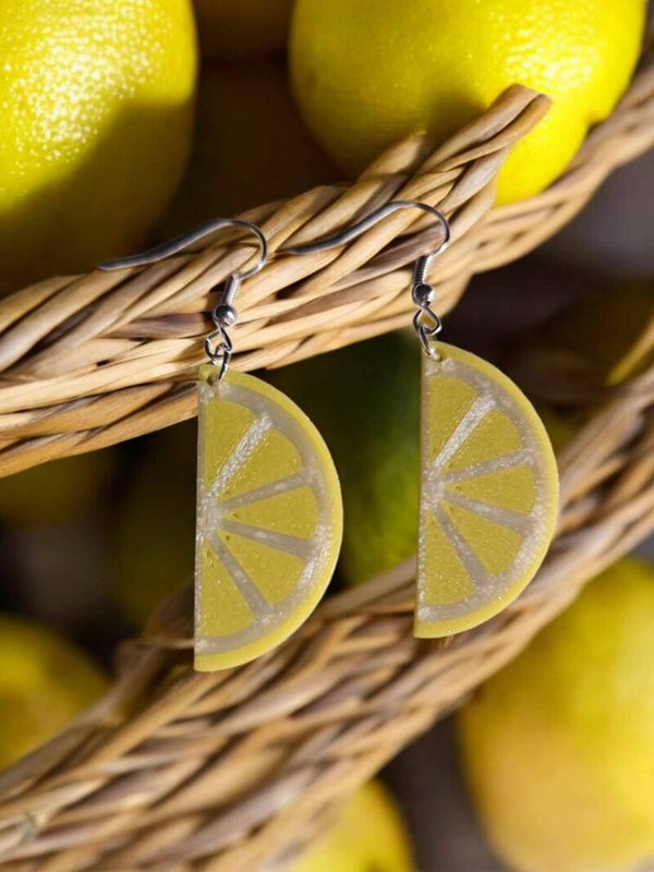 3D Printed Lemon Slice Earrings