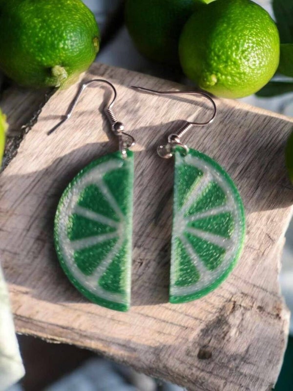 3D Printed Lime Slice Earrings