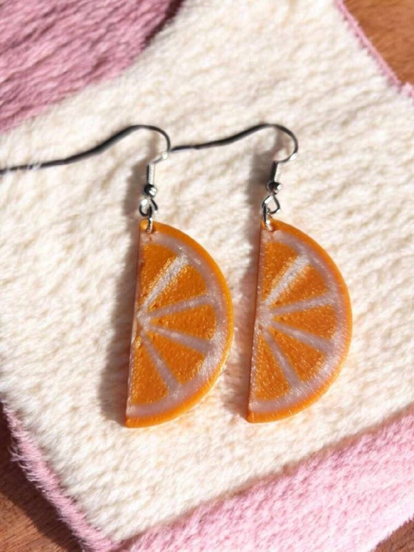 3D Printed Orange Slice Earrings