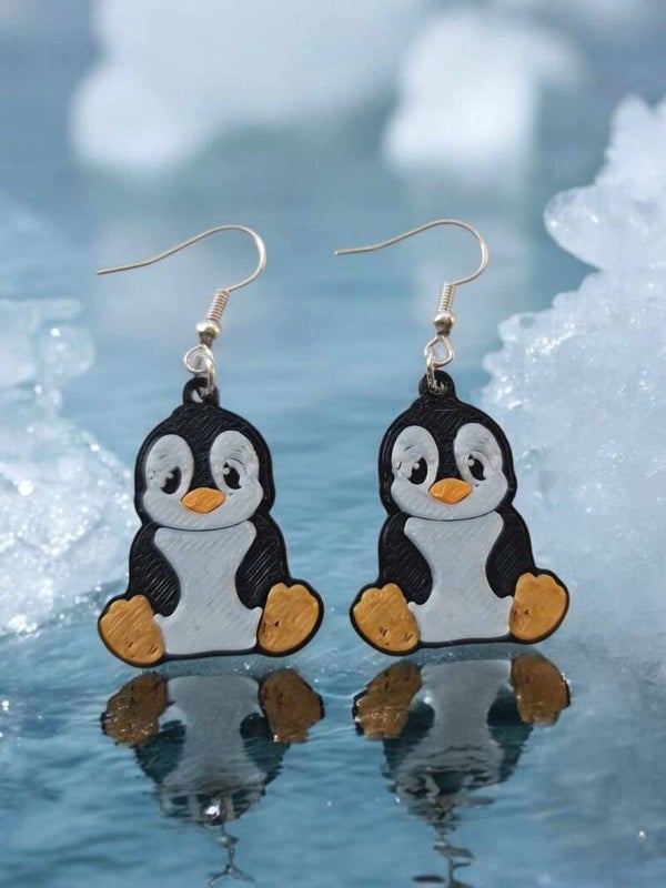 3D Printed Penguin Earrings