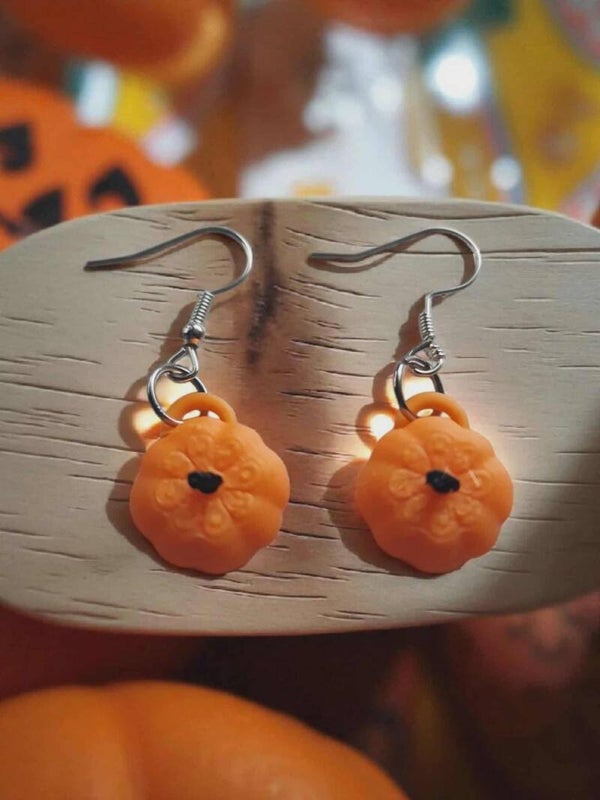3D Printed Pumpkin Earrings