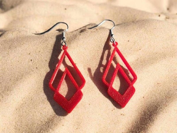 3D Printed Red Diamond Earrings