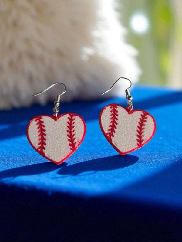3D Printed Heart Softball Earrings