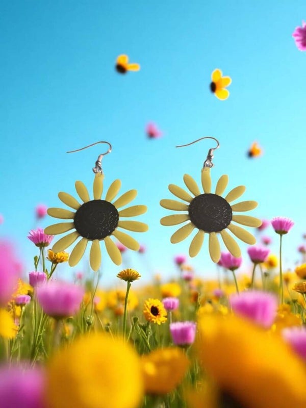 3D Printed Sunflower Earrings