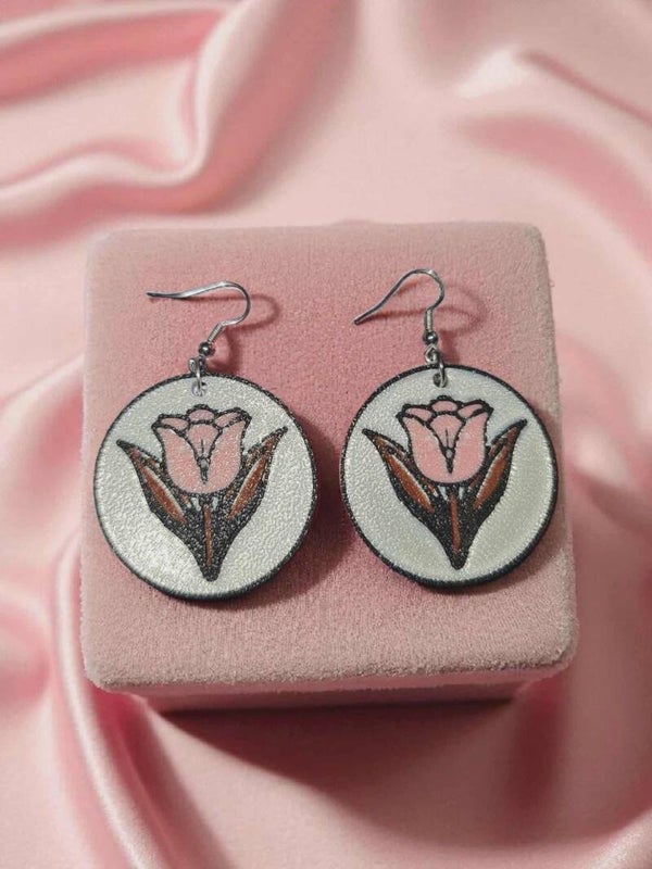 3D Printed Circle Tulip Earrings