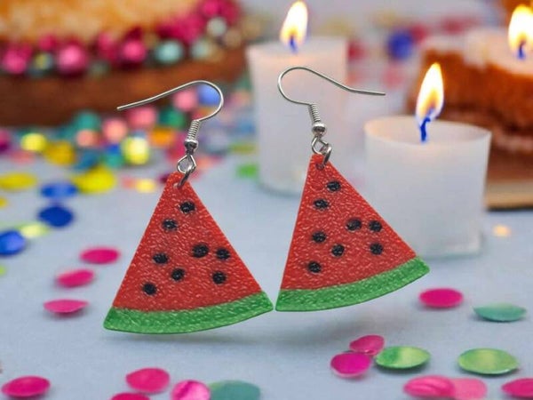 3D Printed Watermelon Earrings