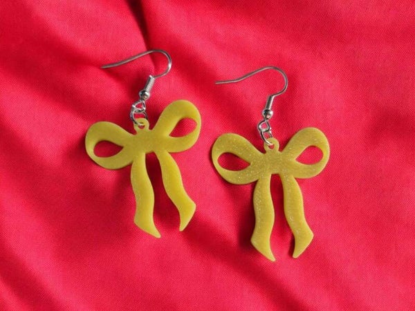 3D Printed Yellow Bow Earrings