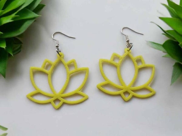 3D Printed Lotus Flower Earrings