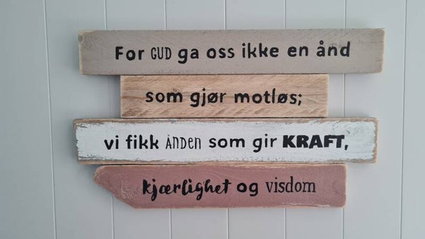 Treskilt, 4 farger, 2. Tim. 1,7
