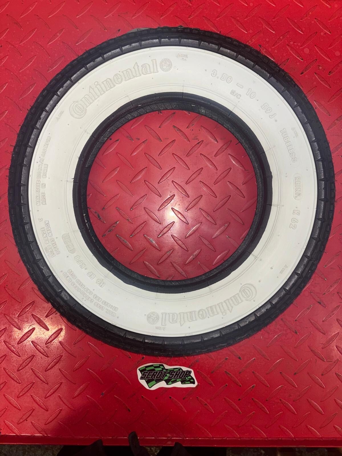3.50 x 10 Continental K62 White Wall Tyre