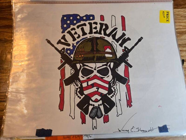 Skull "Veteran" Tattoo Design