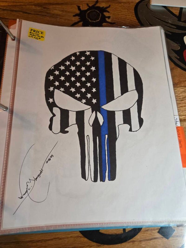 Blue Lives Matter Punisher style Tattoo Design