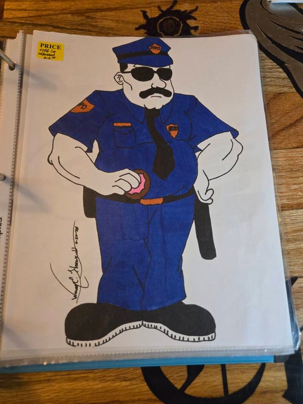 Cartoon NYPD with Donut