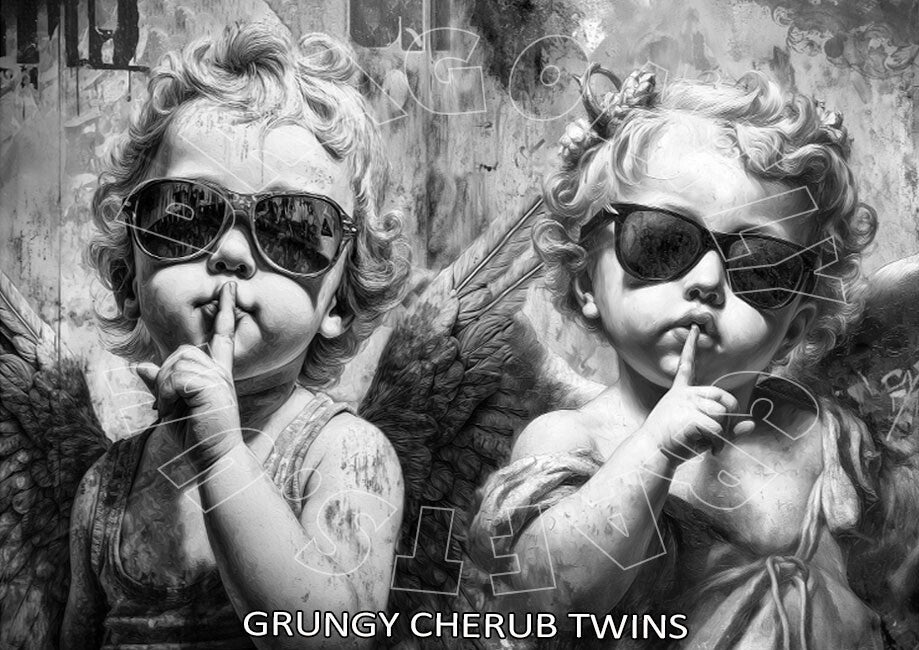 Grungy Cherub Twins Rice Paper