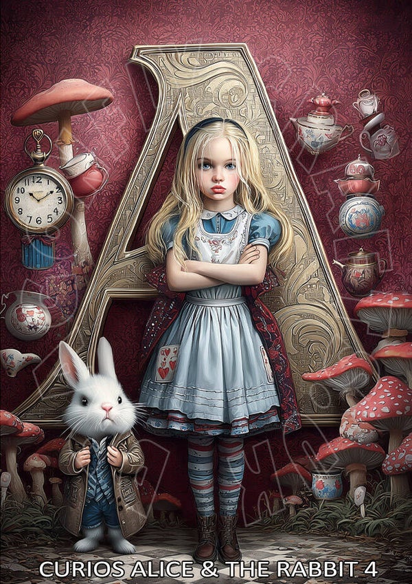 Curios Alice And The Rabbit 4 Rice Paper
