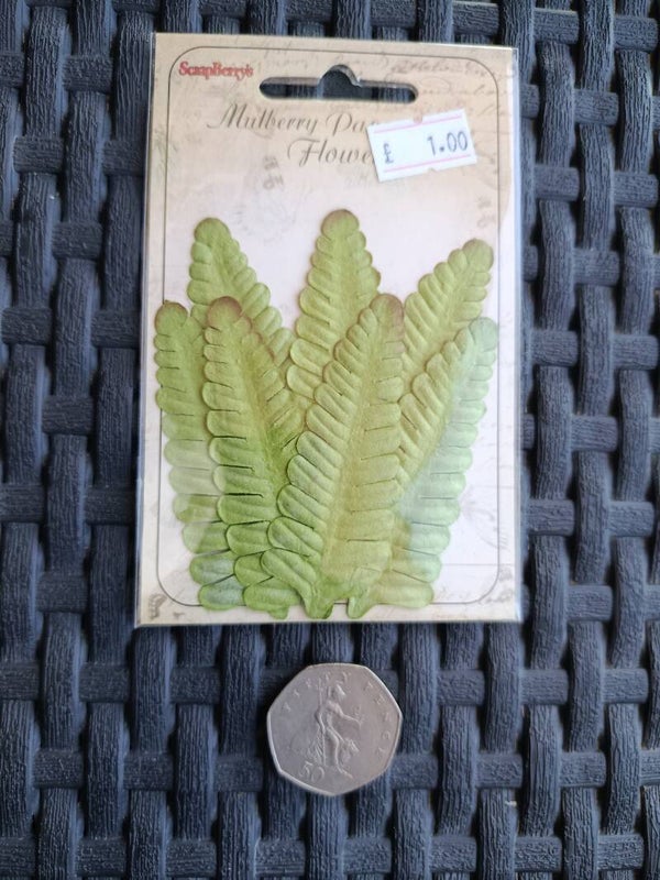 Mulberry paper green ferns craft embellishments