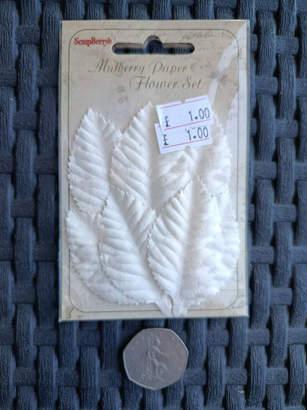 Mulberry paper white rose leaves craft embellishments