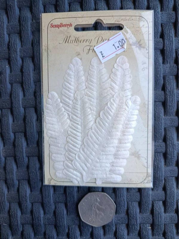 Mulberry paper white ferns craft embellishments