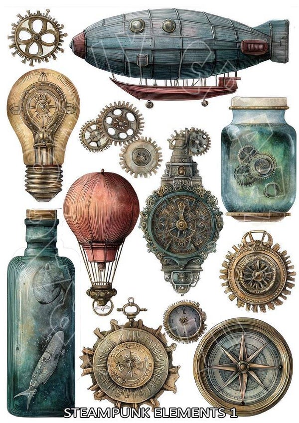 Steampunk Elements 1 Rice Paper
