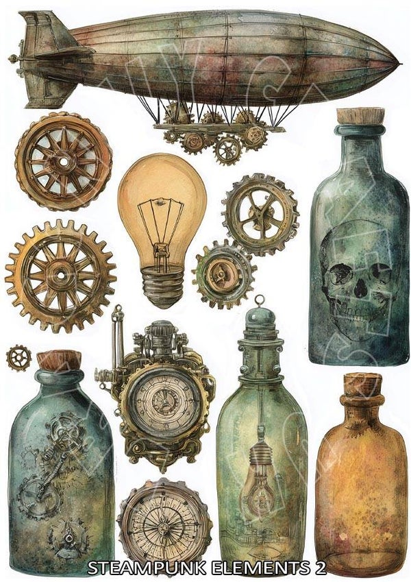 Steampunk Elements 2 Rice Paper