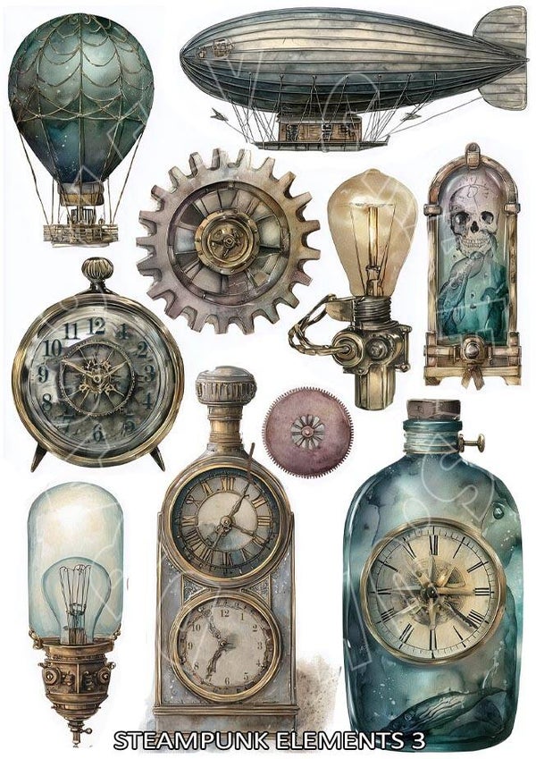 Steampunk Elements 3 Rice Paper