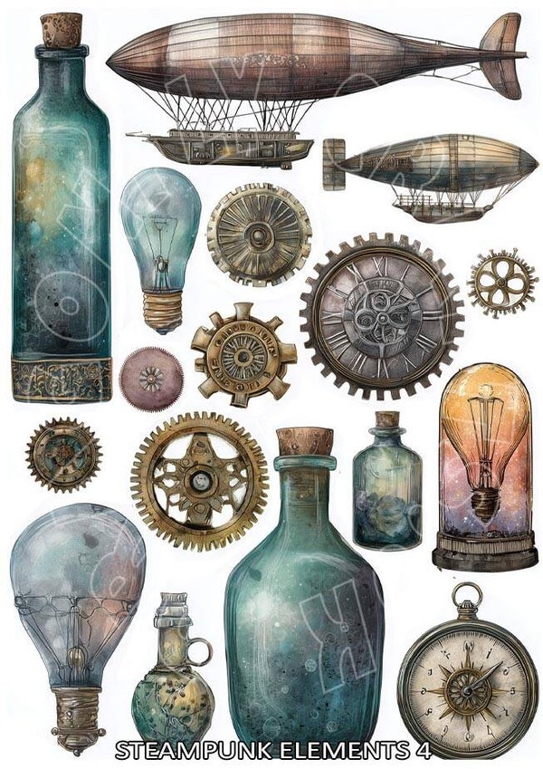 Steampunk Elements 4 Rice Paper