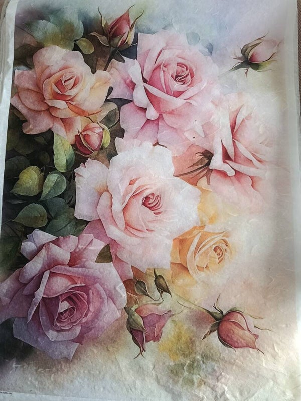 SECONDS - Roses A2 30gsm Fibre Rice Paper (S8)