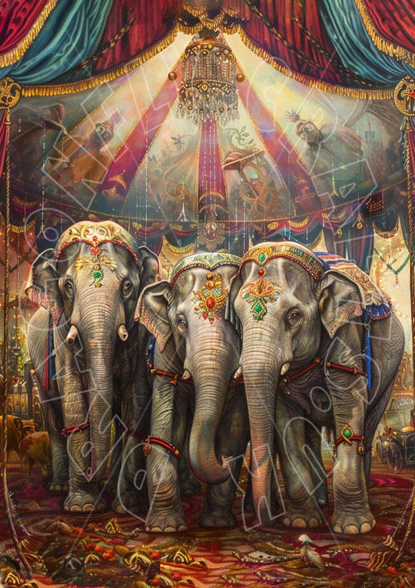 Circus Elephants 1 Rice Paper