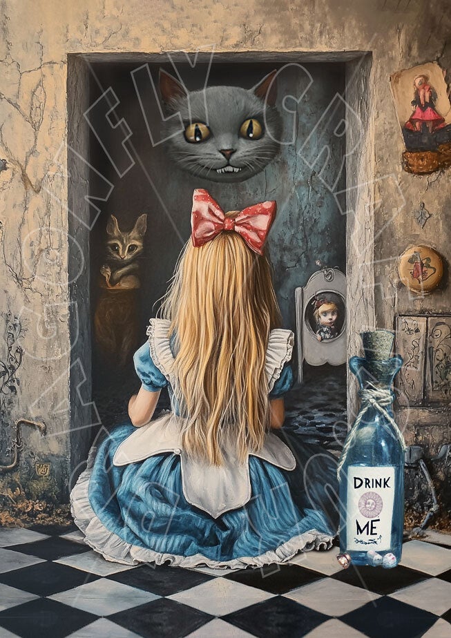 Curios Alice Sees The Cheshire Cat Rice Paper