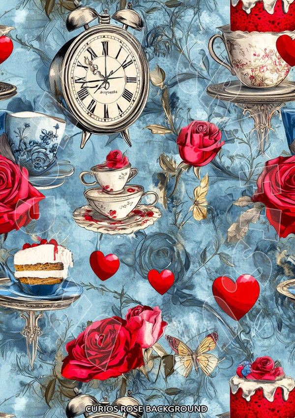 Curios Rose Background Rice Paper