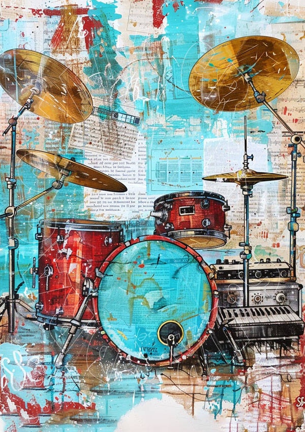 Drums Collage 1 Rice Paper