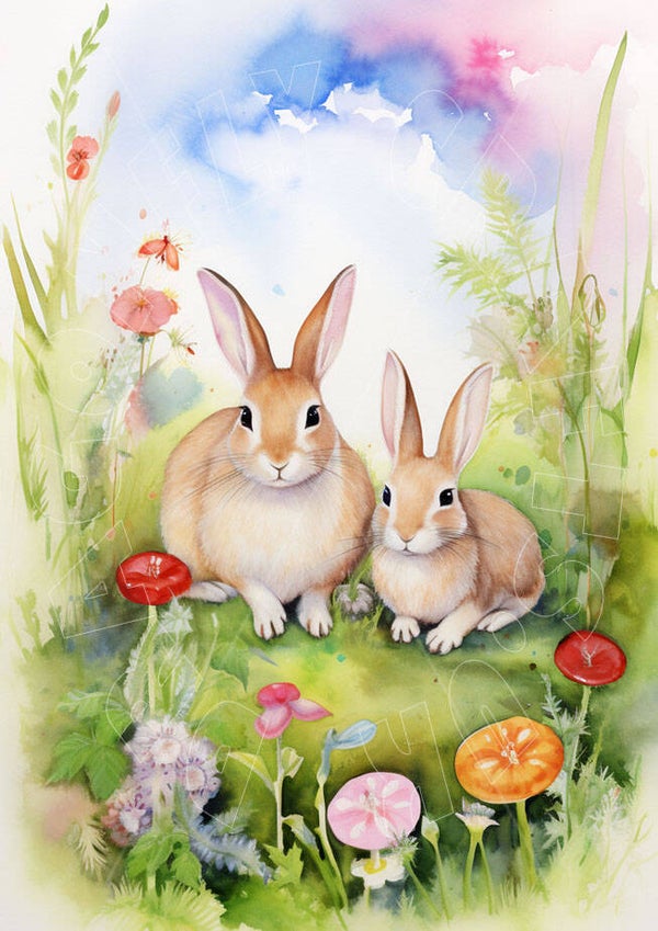 Easter Bunnies 2 Rice Paper